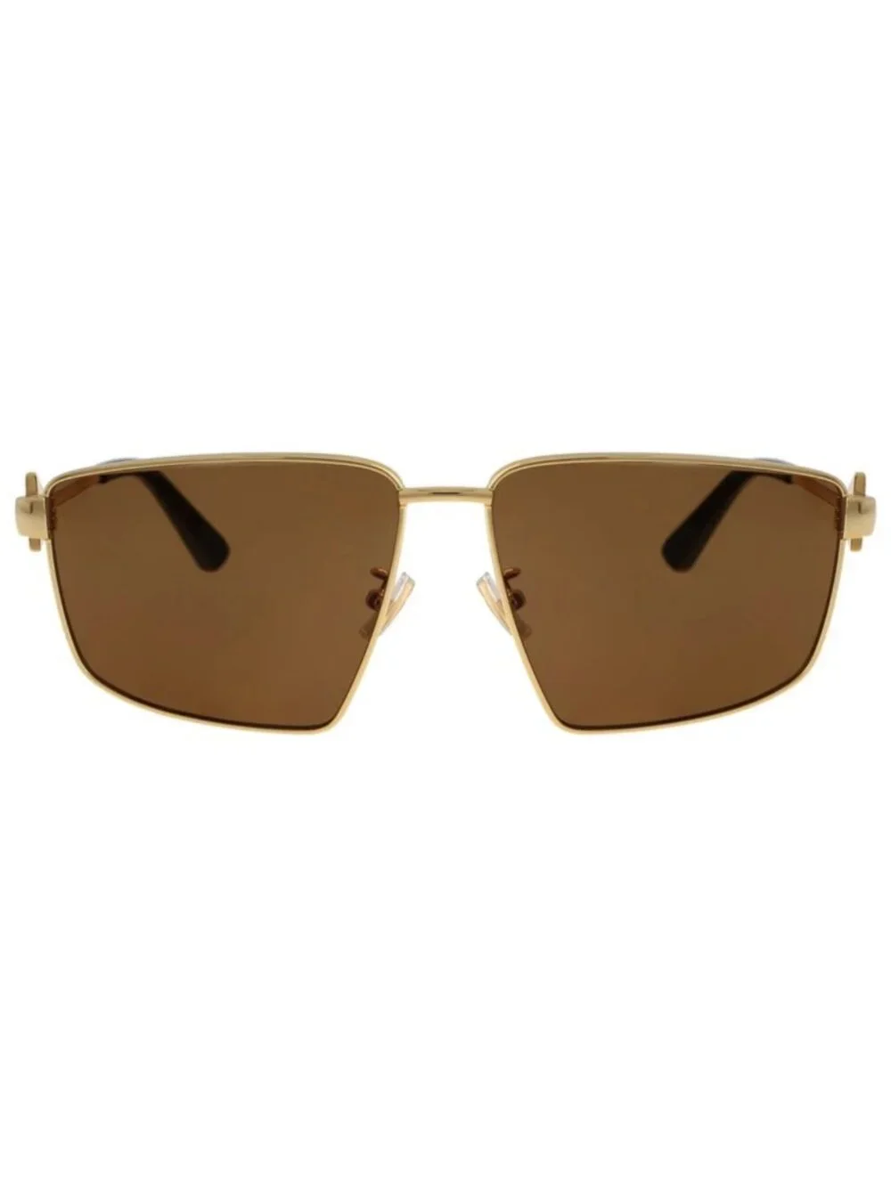 New Bottega Veneta Women's Sunglasses Square Rectangle Metal Frame Gold Gold